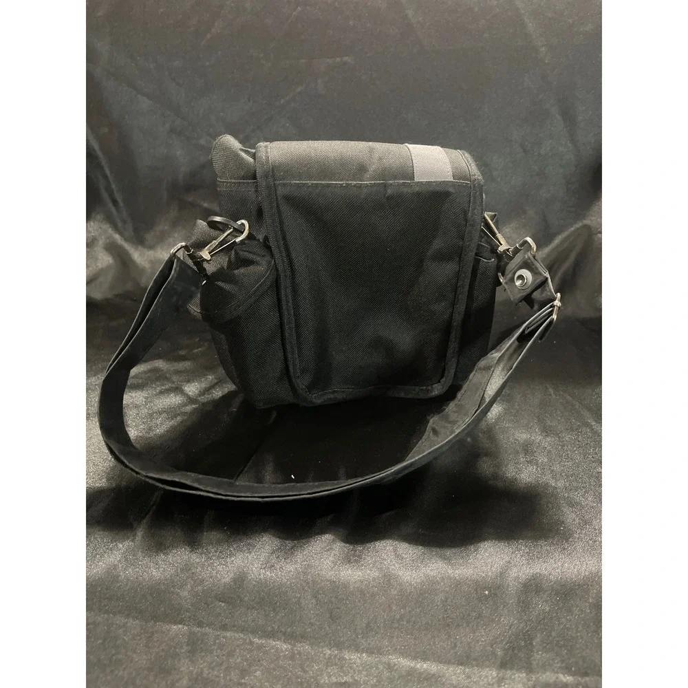 Holga Camera Bag Black Nylon Shoulder‎ Crossbody Case with Grey Stripe Padded